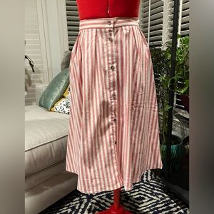 Light Red and White Striped Midi